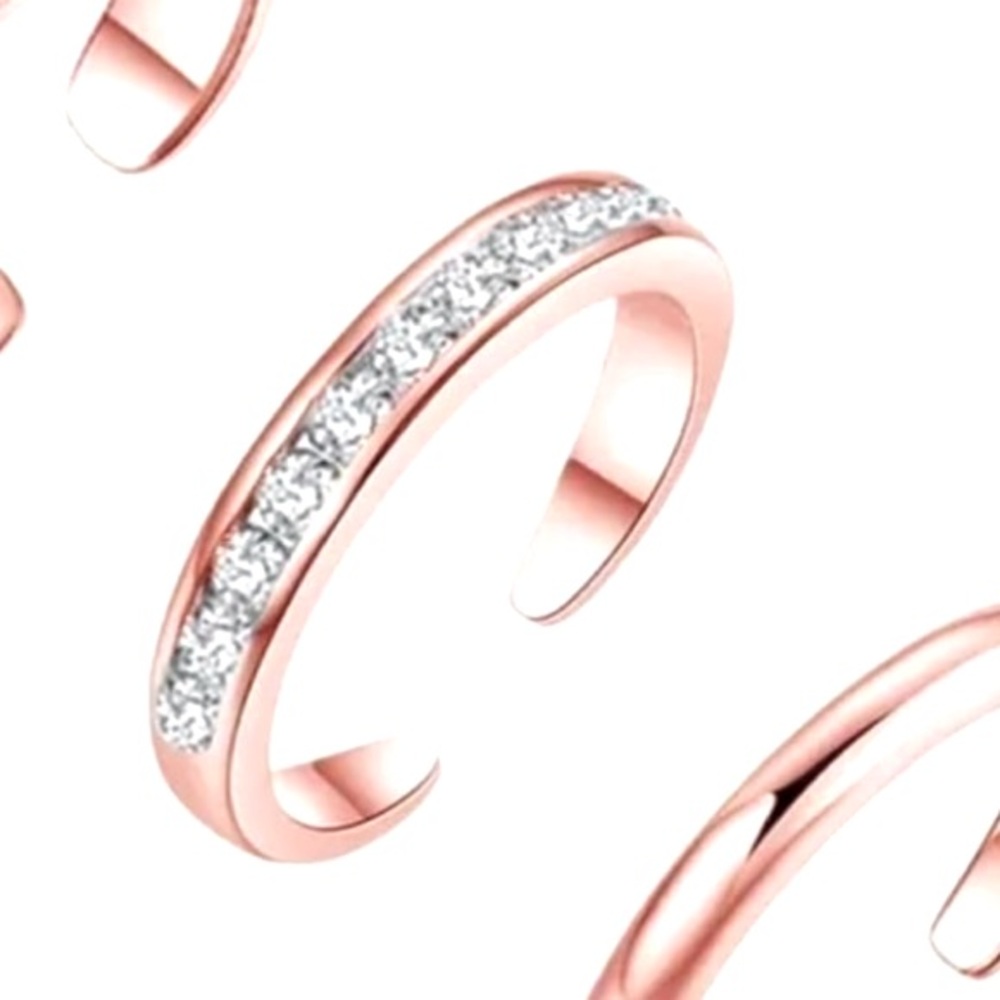 Rose Gold‎ Filled Adjustable Pinky Toe Midi Ring, Simulated Diamonds